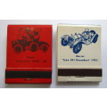 Vintage Match books -- Automobile related - Singer Voiturette 1904 & Mercer 1913
