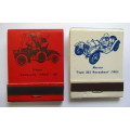 Vintage Match books -- Automobile related - Singer Voiturette 1904 & Mercer 1913
