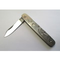 Stunning Sterling Sliver engraved folding knife - Japanese theme - Mount Fiji