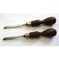 Two old wood handled Marples Chisels