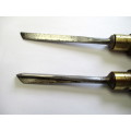 Two old wood handled Marples Chisels
