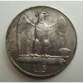 1930 Italy 5 Lire Emanuele III -- Silver coin