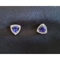 18ct White Gold Tanzanite & Diamond Earings