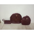 MAROON SYNTHETIC LEATHER BAG SET WORTH 800