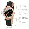 6pcs/set Women`s Watch Casual Flower Quartz Watch Analog PU Leather Wrist Watch & Bracelets