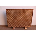 Vintage Retro Patterned Brass and Ceramic Fire Grate / Screen