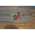 Rectangular Glass Dish with Rose Print