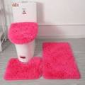 3 Piece Fluffy Toilet Seat Cover and Bathroom Mats Set