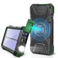 Solar Panelled Power Bank With Powerful Flashlight - 20000 mAh
