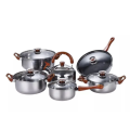 12 Piece Non Stick Stailess Steel Cookware set - wooden handle finish - FANTASTIC QUALITY!!!