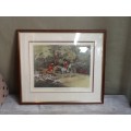 A Framed Antique Coloured Art Print,  Titled : THROWING OFF.