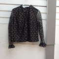 A Vintage Black Top with Gold flowers,  Size 38, Made for Dorothy Perkins.