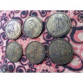 A Set of Six Coasters, Springbok Collection, in Tin Box,  Various Years.