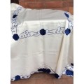A NEW Large Blue and Cream Tablecloth, Measurements : 270 x 175cm.
