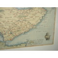 STUNNING HARD WOOD FRAMED VERY OLD MAP-SAUDI ARABIA AREA OF THE MED.