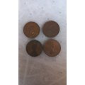 FOUR NICE COINS INCLUDING THE 1896 ZAR PENNY ETC