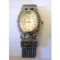 Marquizite and crome working ladies watch. 18 cm x 1.5 cm