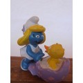 2.0489 Smurfette with lilac chick Smurf, Vintage Smurfs figure, Shipping will only be charged once!