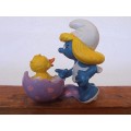2.0489 Smurfette with lilac chick Smurf, Vintage Smurfs figure, Shipping will only be charged once!