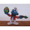2.0491 Smurf painting easter egg, Vintage Smurfs figure, Shipping will only be charged once!