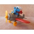 40222 Airplane **SUPER SMURF**, vintage Smurfs figure. Shipping will only be charged once!