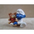20205 Baby with Teddy Smurf, vintage Smurfs figure. Shipping will only be charged once!