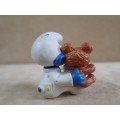 20205 Baby with Teddy Smurf, vintage Smurfs figure. Shipping will only be charged once!