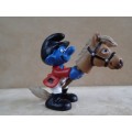 20743 Rider Smurf, vintage Smurfs figure. Shipping will only be charged once!
