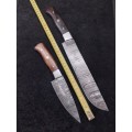 Handmade Damascus steel chef`s kitchen knives