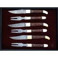 Handmade Damascus Steel 3 piece fork and knife set-Two sets available
