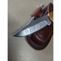 Handmade Damascus Steel Folding Knife with sharpner