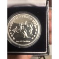 Rugby World Cup Commemorative Medallion. 1 oz Fine Silver .999. Was minted at Golf Reef City Mint.