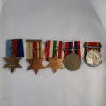 WW2 GROUP OF 5 MEDALS & 5 MINIATURES WITH PAPER WORK TO R.A.F ENGINEER