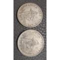 S A UNION 1 SHILLING 1951 and 1952