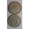 S A UNION 1 SHILLING 1951 and 1952