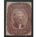 USA-Scott #29-1857/61-5c-Brown-Type I  used. Price R550 (cv R7,400)