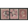 USA-Scott 1851/62-#65-3c (3 Distinct Shades)  used. Price R55