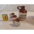 Ceramic KWV Paarl Gemmer Brandewynlikeur jug AND Cuvee Speciale  jug with 3 cups