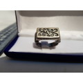 Silver 925 Mens Wedding ring Greek pattern 10,8g