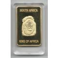 Bargain King of Africa and Krugerrand Gold Clad Bar one Troyounce.999 Fine Gold