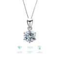 Certified 1.00ct Moissanite Diamond 925 Sterling Silver Necklace - Silver - Women