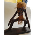 Man on Surfboard, Wooden, Hand Carved