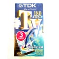 VHS Tape, TDK TV180, 3 Pack, New Sealed