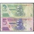 Zimbabwe 2016 $2 & $5 Bond Notes
