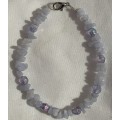 Blue Lace Agate and Shimmer Bead Bracelet