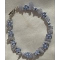 Blue Lace Agate and Floral Bead Bracelet