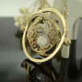 Harry Potter Time Turner Necklace with Rotating Spins Gold Hourglass