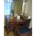 STUNNING IMBUIA BALL AND CLAW KNEEHOLE DRESSING TABLE WITH PROTECTIVE GLASS