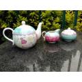 THREE PIECE TEA SET  - Tea Pot, Milk Jug and Sugar Bowl - [Patterned Porcelain]