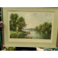 EDWARDS, Edwin - A June Morning [Country Scene] - (Old Framed Print of a Painting)